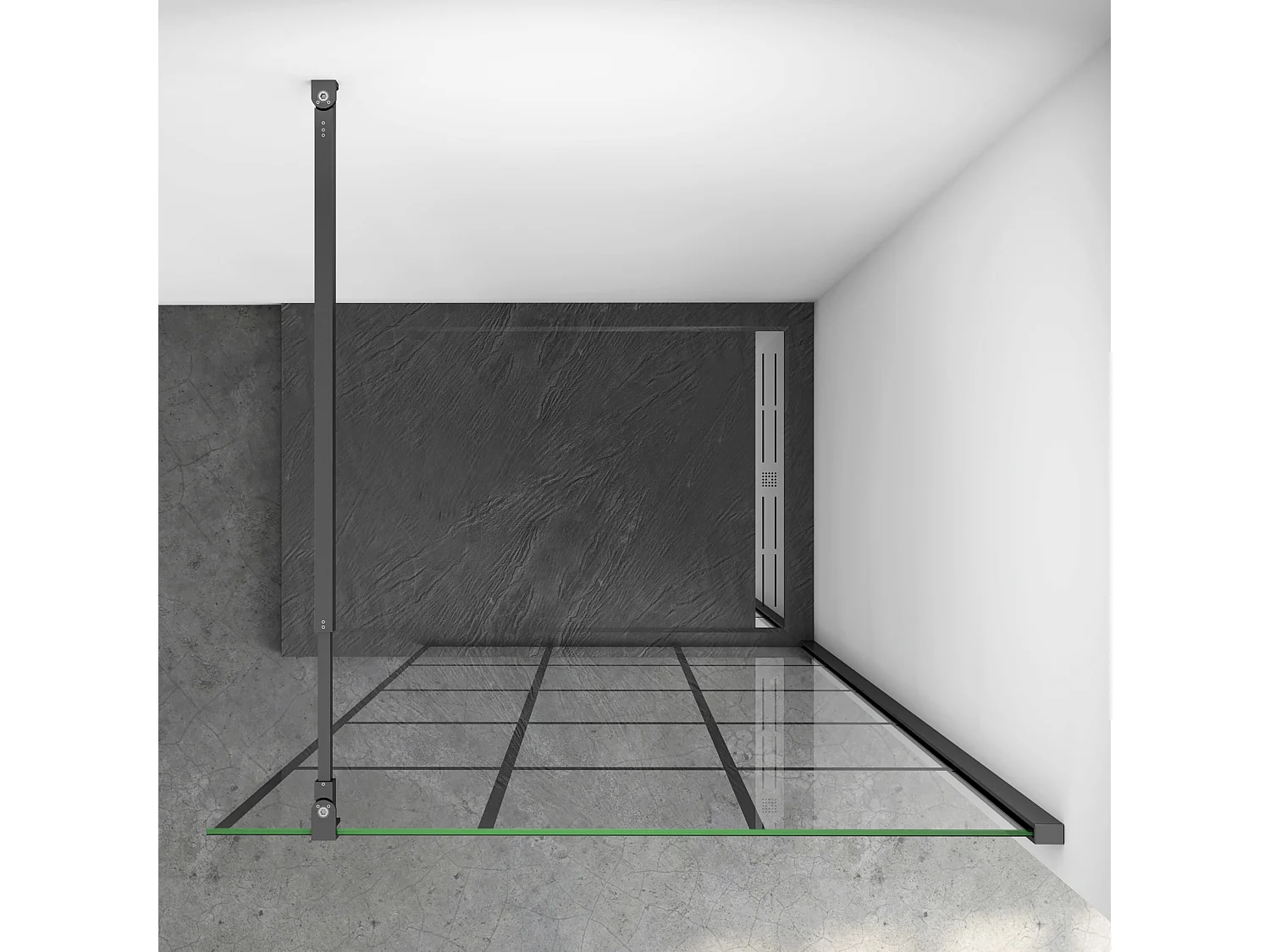 Schwarze Gittermuster FormDuschabtrennung 8mm Nano ESG Duschwand Duschabtrennung + 73-120cm Stabilisator 100x200cm