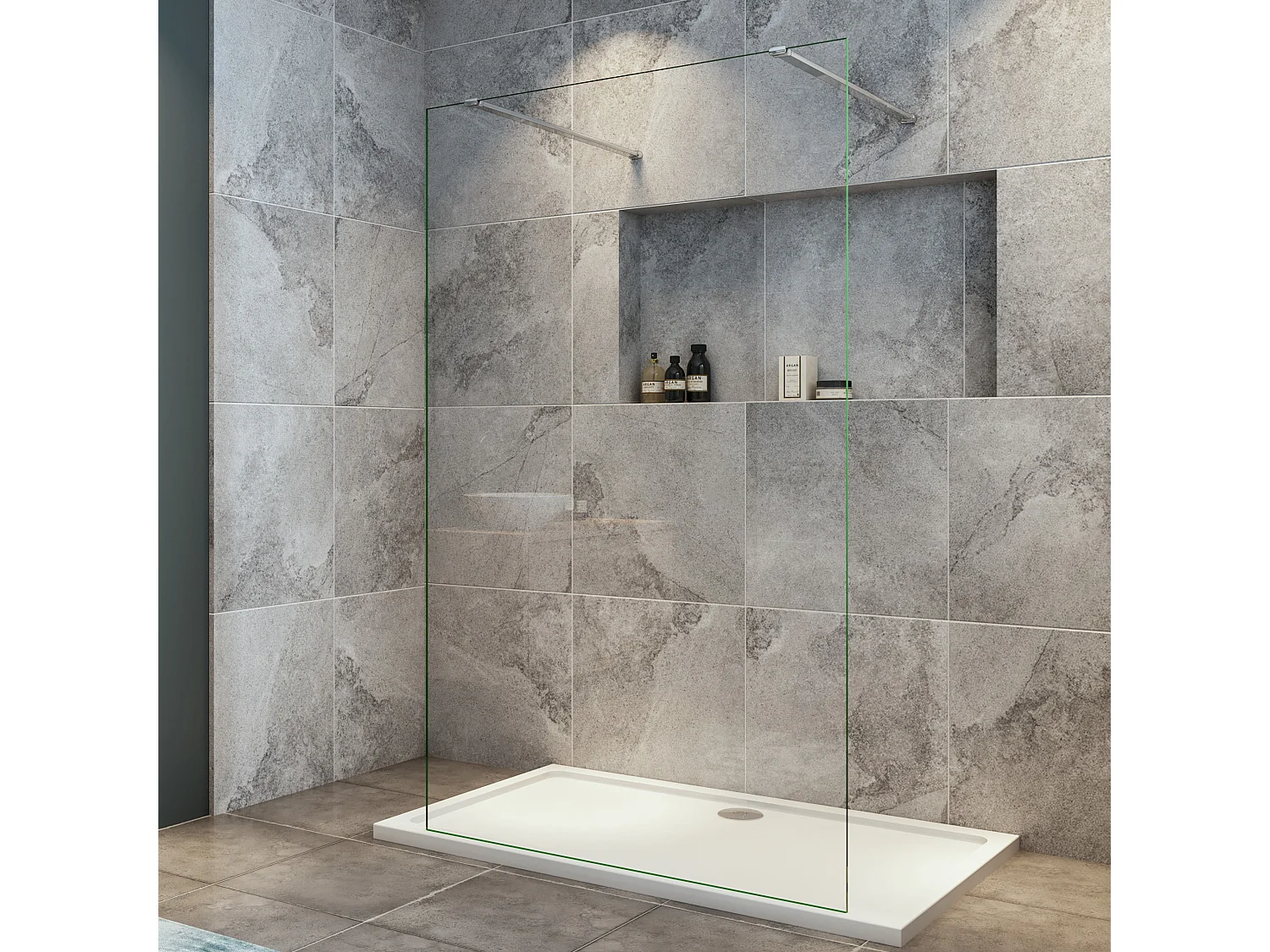 mit 2  N Form:140cm Stabilisator 8mm Nano Sicherheitsglas Walk in Duschwand Duschabtrennung 137.7x200cm