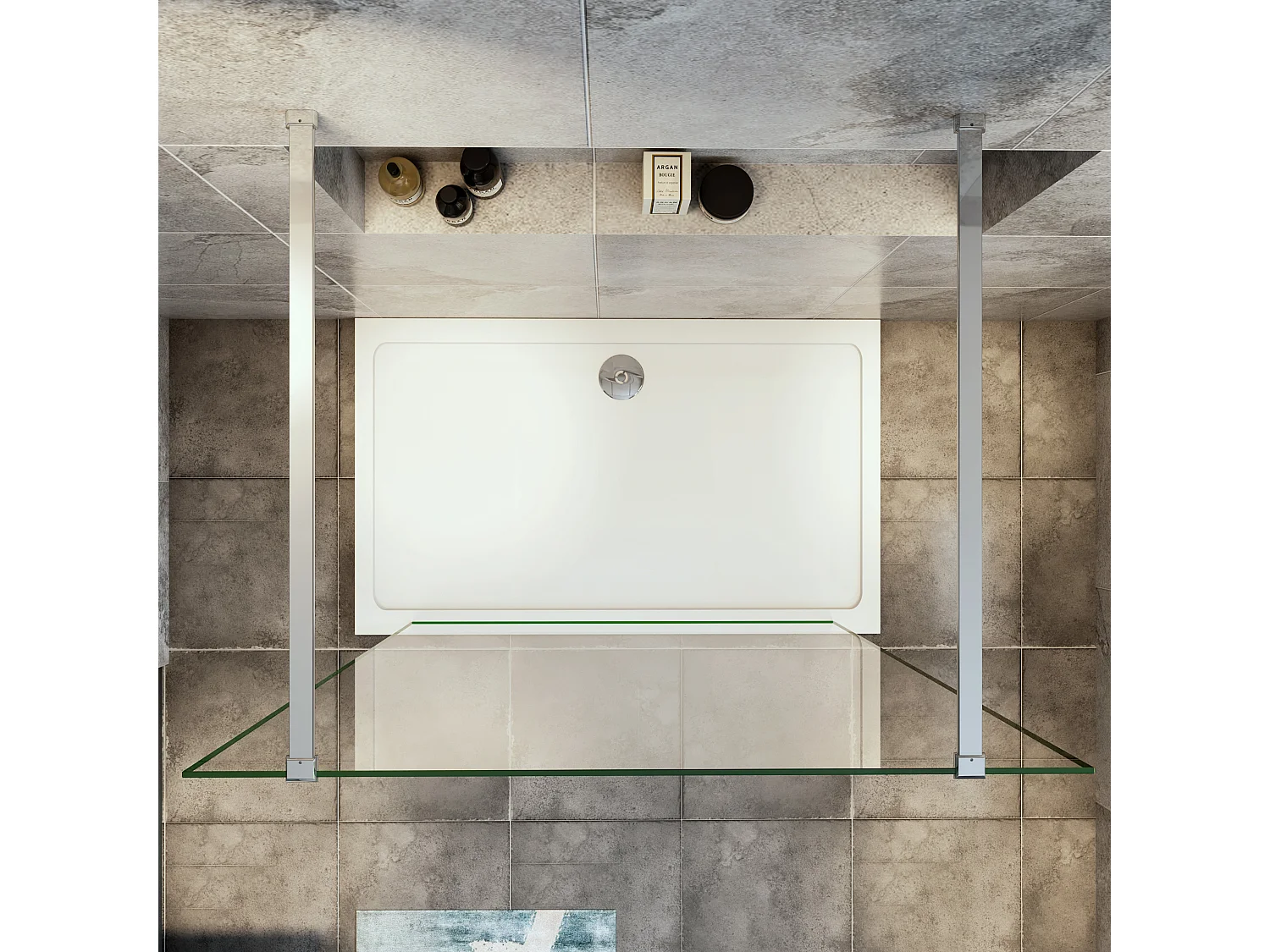 mit 2  N Form:140cm Stabilisator 8mm Nano Sicherheitsglas Walk in Duschwand Duschabtrennung 157.7x200cm