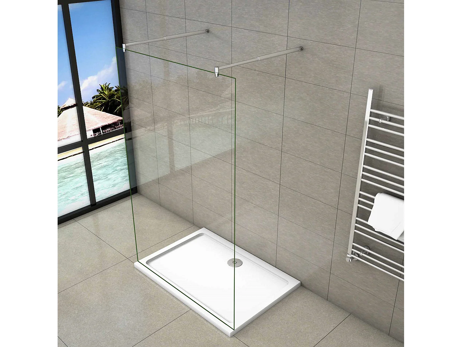 mit 2  70-120cm Stabilisator 8mm Nano Sicherheitsglas Walk in Duschwand Duschabtrennung 157.7x200cm