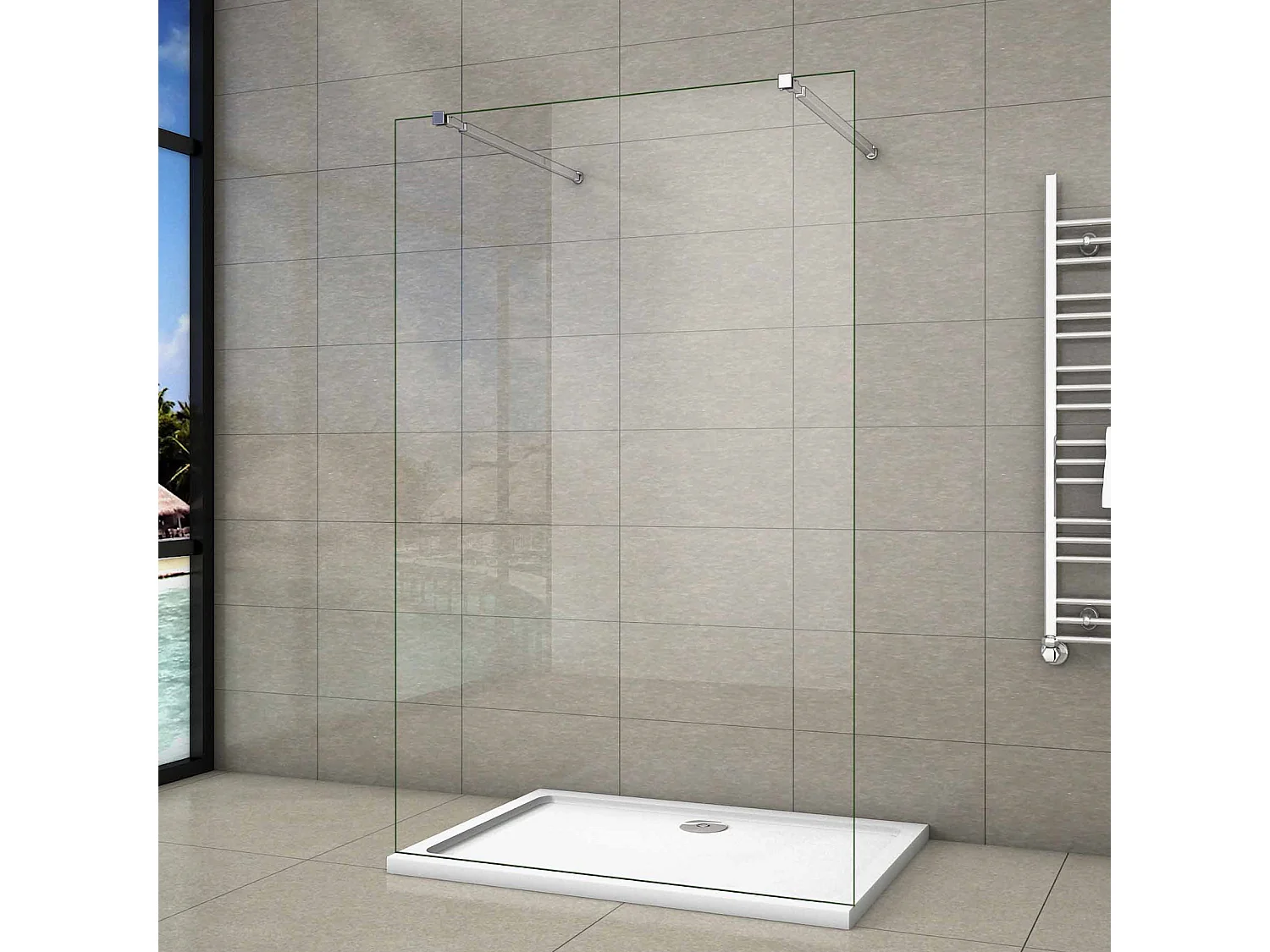 mit 2  73-120cm Stabilisator 10mm Nano Sicherheitsglas Walk in Duschwand Duschabtrennung 67.7x200cm
