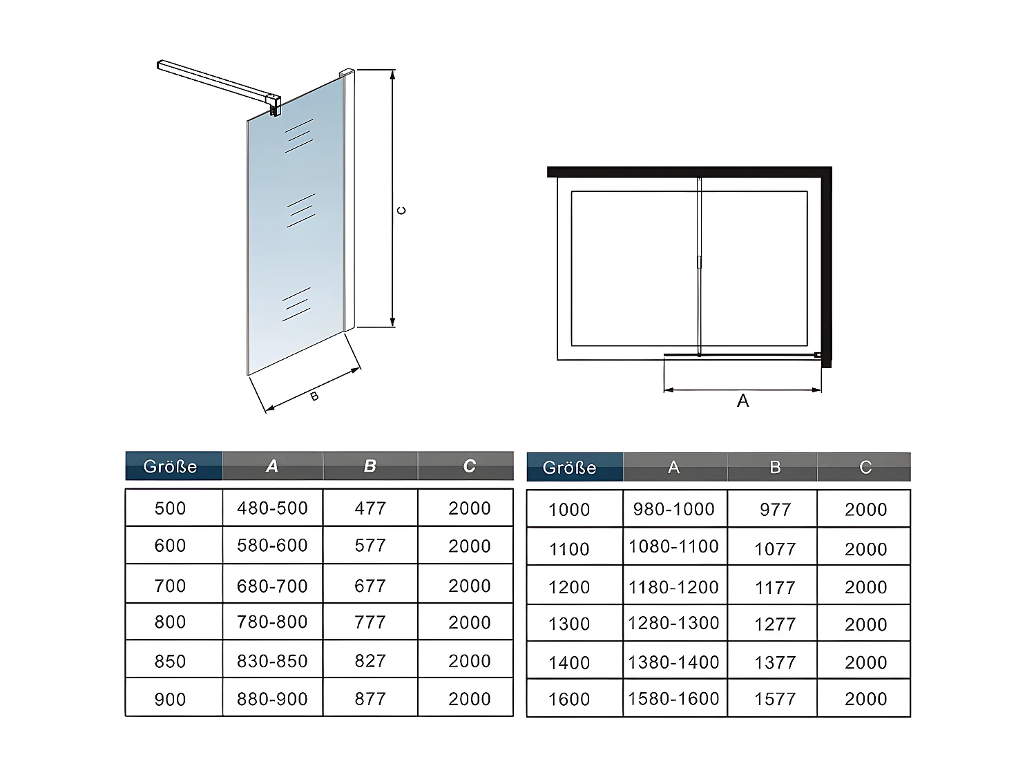 mit 2  73-120cm Stabilisator 8mm Nano Sicherheitsglas Walk in Duschwand Duschabtrennung 67.7x200cm