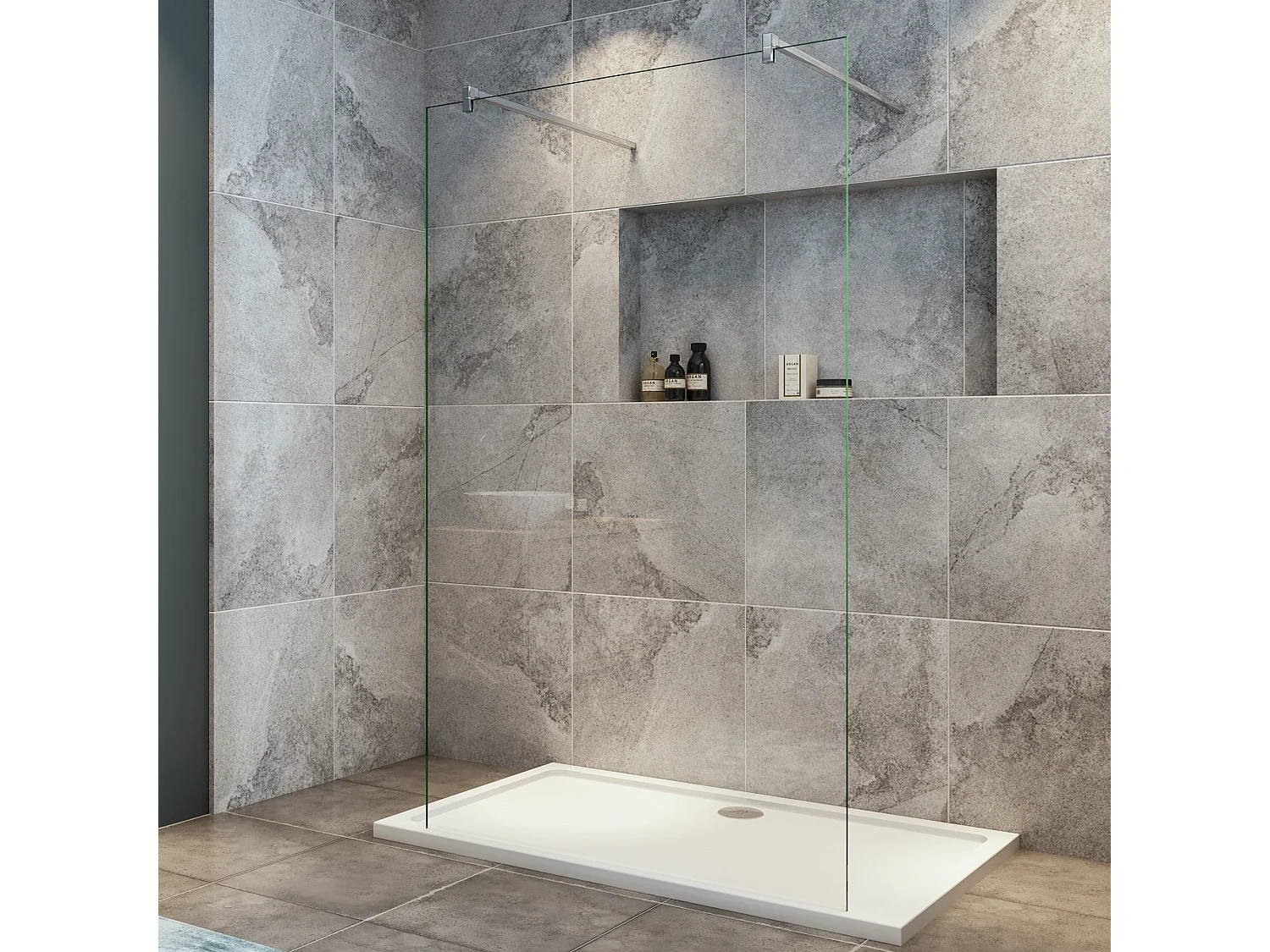 mit 2  F Form:90cm Stabilisator 10mm Nano Sicherheitsglas Walk in Duschwand Duschabtrennung 147.7x200cm