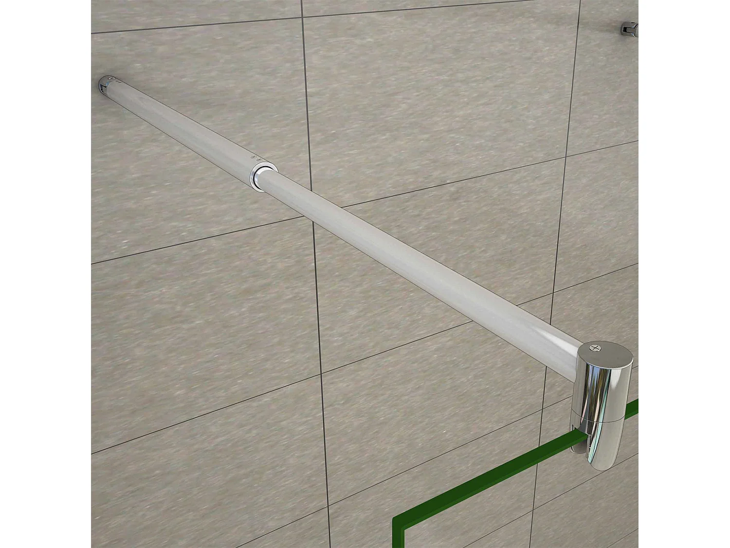Walk In 8mm Nano ESG Milchglasstreifen Duschabtrennung + N Form：140cm Stabilisatorx2 77.7x200cm