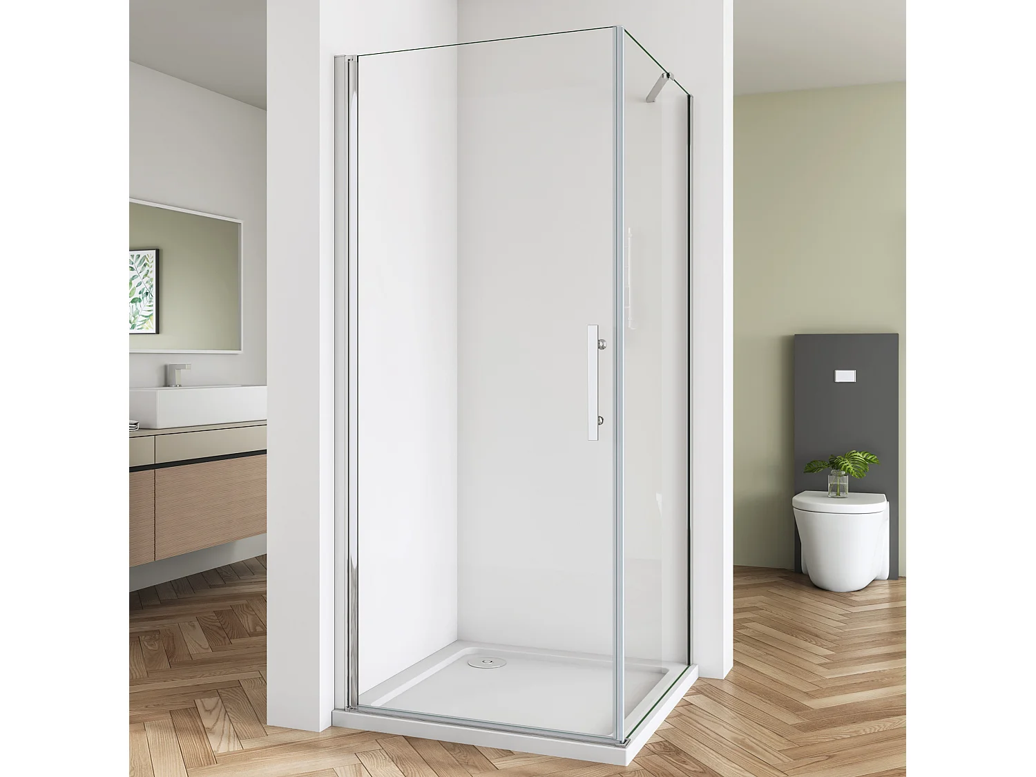 Duschkabine Eckeinstieg Dusche Duschabtrennnung Schwingtür Duschtür 6mm NaNo ESG Glas H 185cm 70X80cm