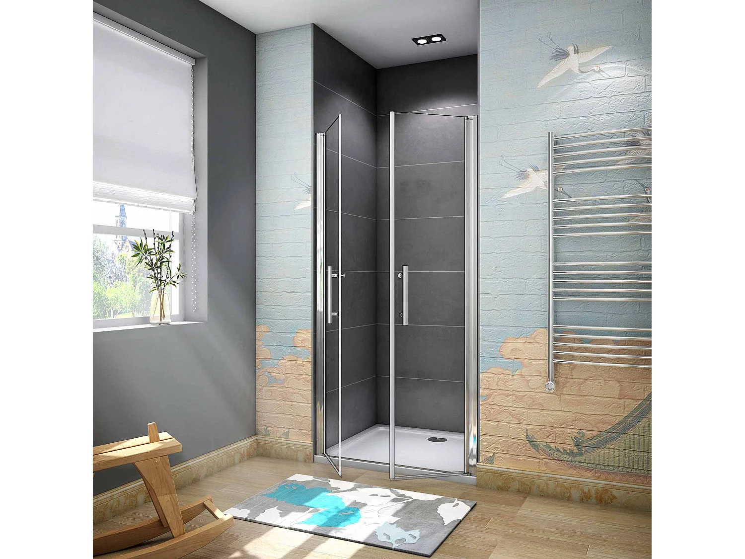 Nischentür Pendeltür Duschtür Schwenktür Duschabtrennung Dusche Duschkabine 70X195cm