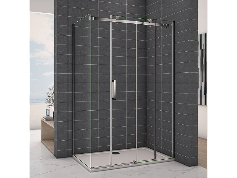 6mm Sicherheitsklarglas Nischentür Schiebetür Gleittür Dusche Duschabtrennung Duschkabine 90X145cm