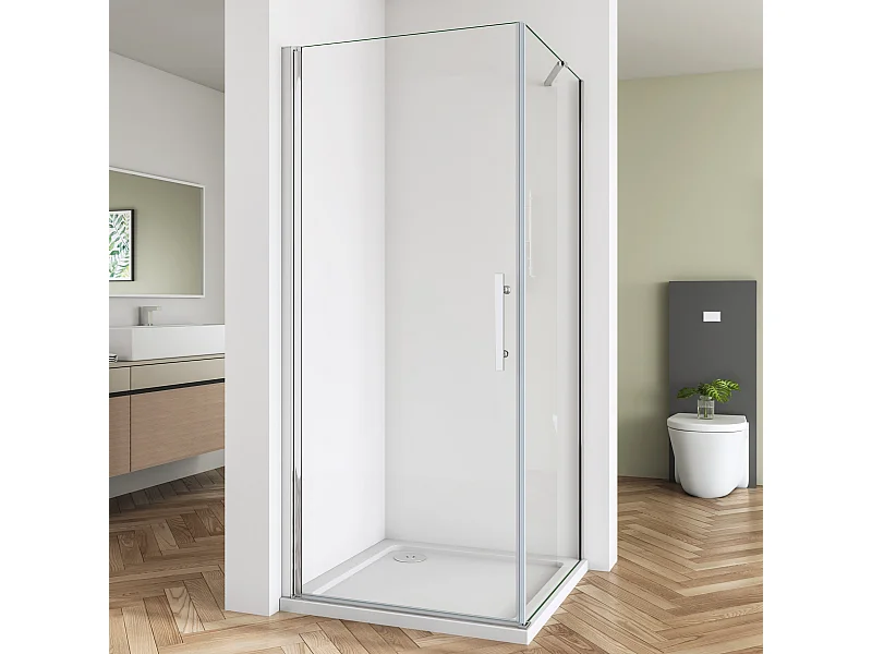 Duschkabine Eckeinstieg Dusche Duschabtrennnung Schwingtür Duschtür 6mm NaNo ESG Glas H 185cm 76X80cm