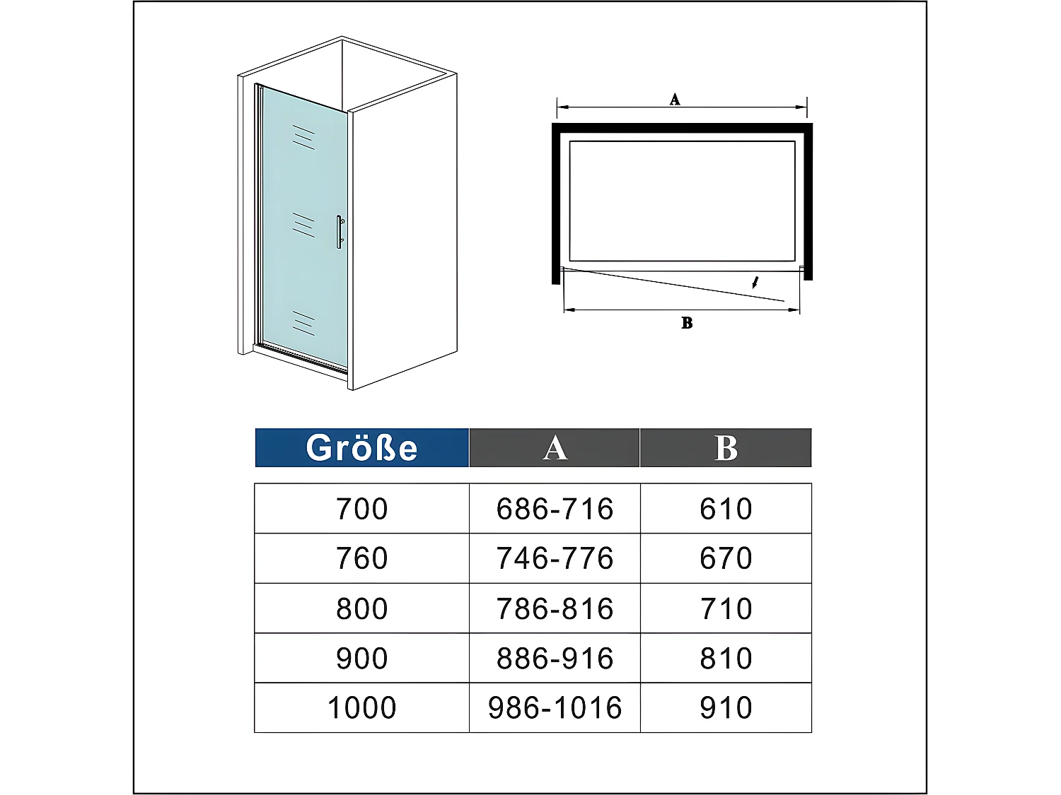 Duschtür Pendeltür Nischentür Duschabtrennung Duschkabine Schwingtür 6mm NaNo ESG 70X195cm