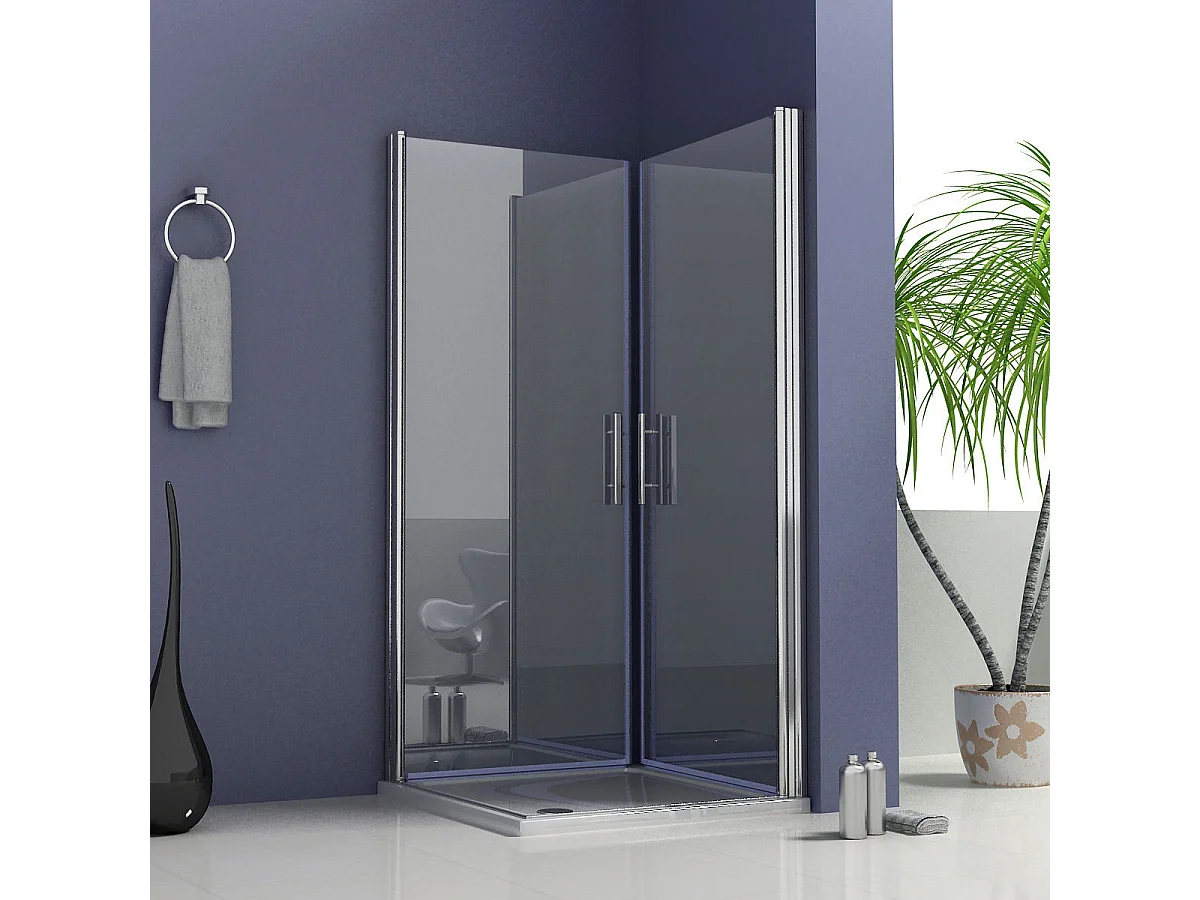 Nische-Duschwand Duschtür Pendeltür ESG-Glas Duschkabinen Höhe 195cm Dusche 80X76cm