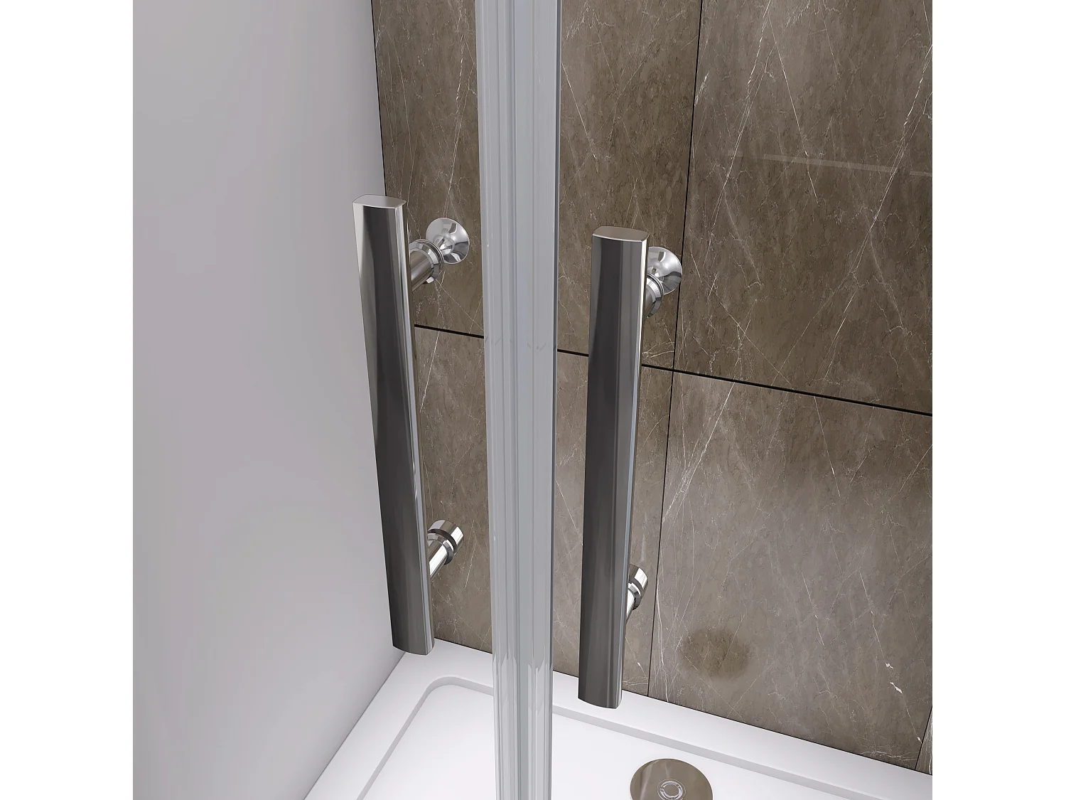 Duschkabine Duschabtrennung Eckeinstieg Pendeltür Aluminiumrahmen Drehtür mit Seitenwand Höhe 195 cm 120X90cm