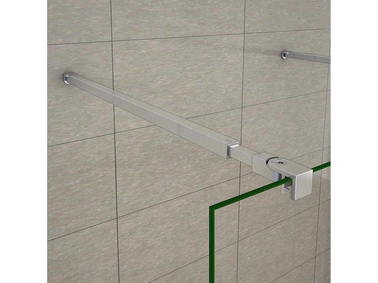 Walk In 8mm Nano ESG Milchglasstreifen Duschabtrennung + 73-120cm Stabilisatorx2 117.7x200cm