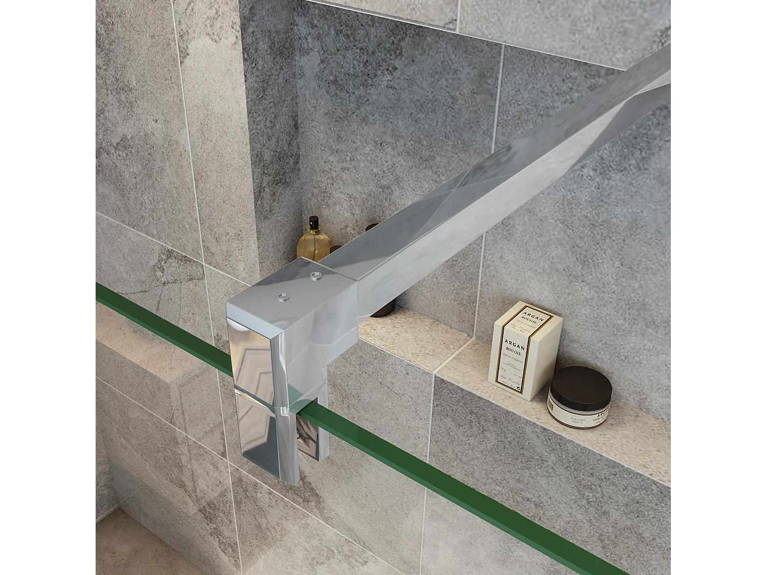 mit 2  F Form:90cm Stabilisator 8mm Nano Sicherheitsglas Walk in Duschwand Duschabtrennung 137.7x200cm