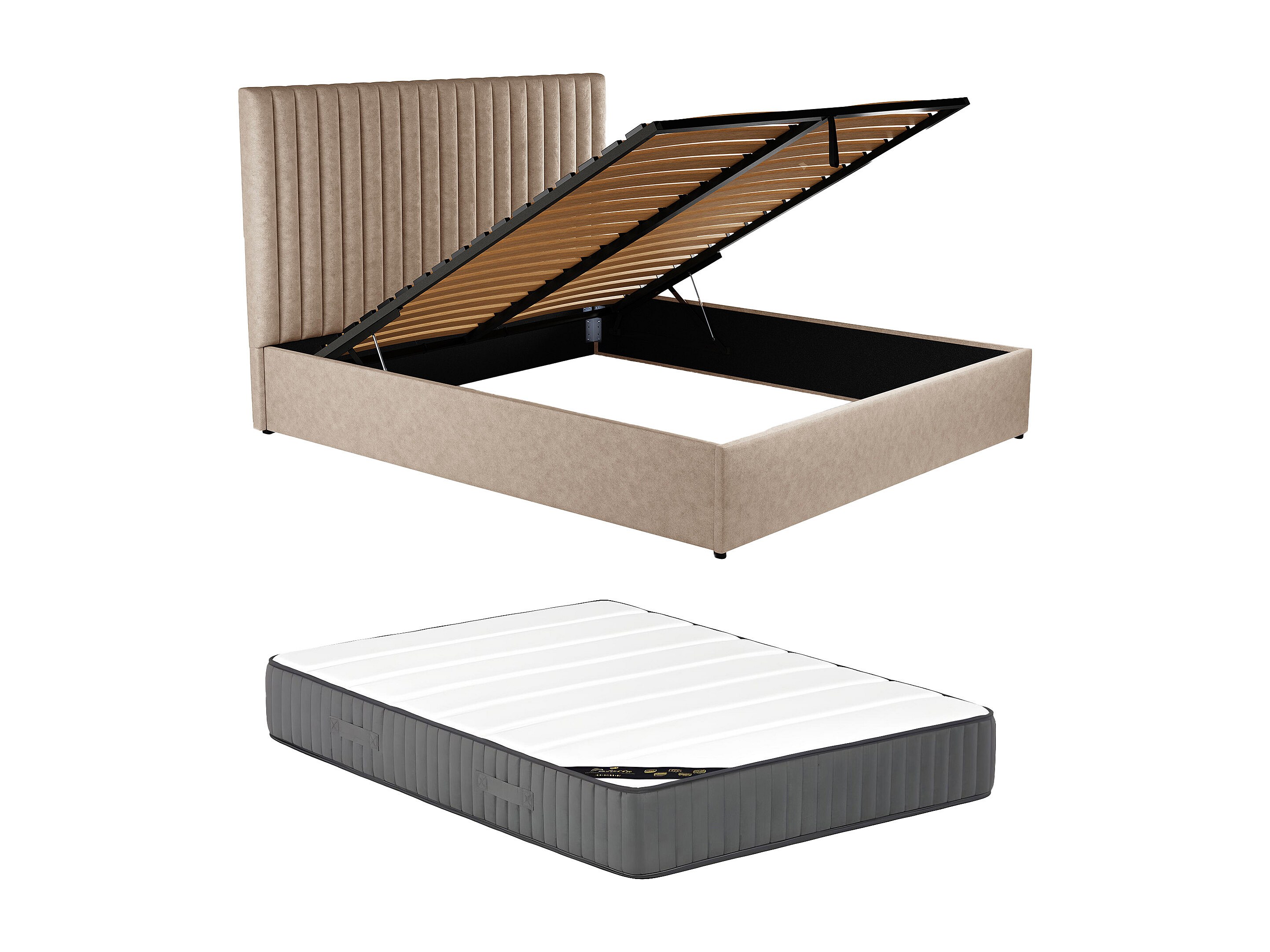Lit Coffre 120 X 190 Cm Avec T te De Lit Coutures Verticales Tissu 