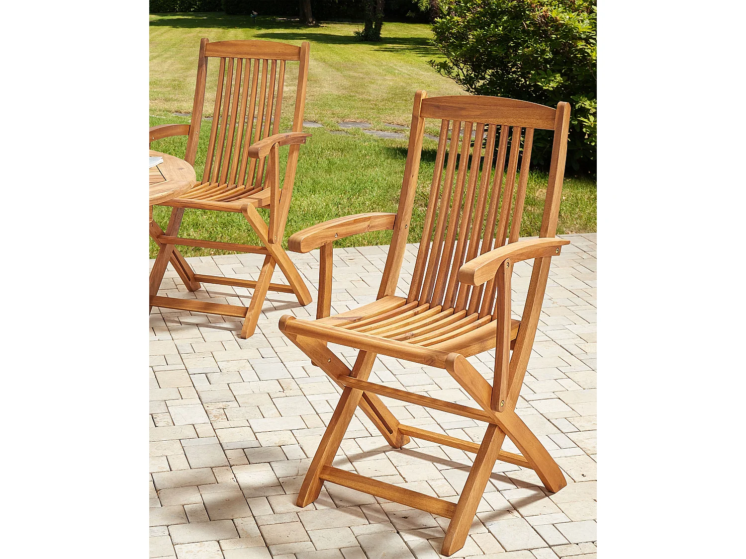 Lot de 2 chaises de jardin MAUI II Acacia Marron clair