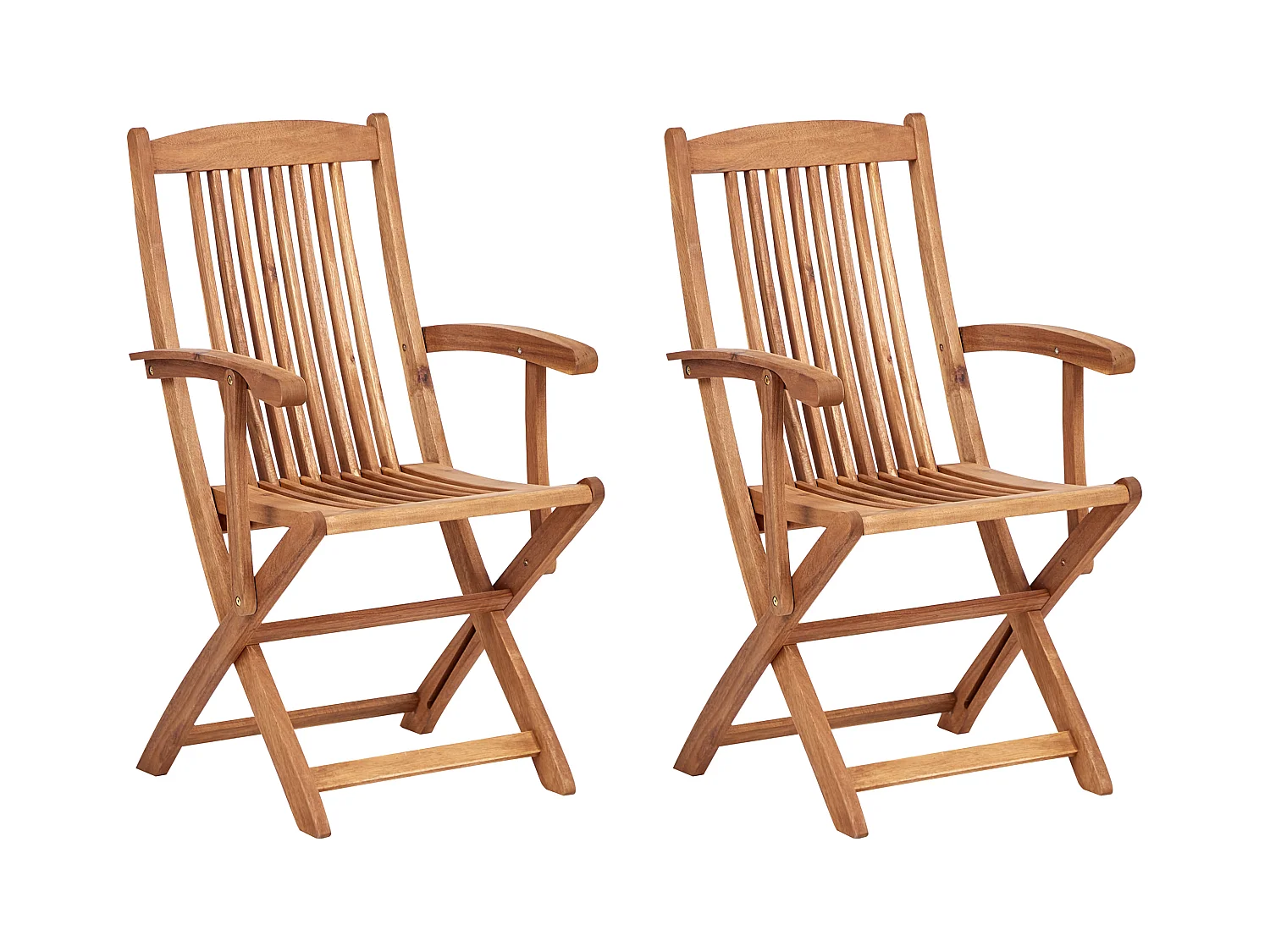 Gartenstuhl mit Armlehnen 2er Set Akazienholz heller Holzfarbton klappbar Maui II