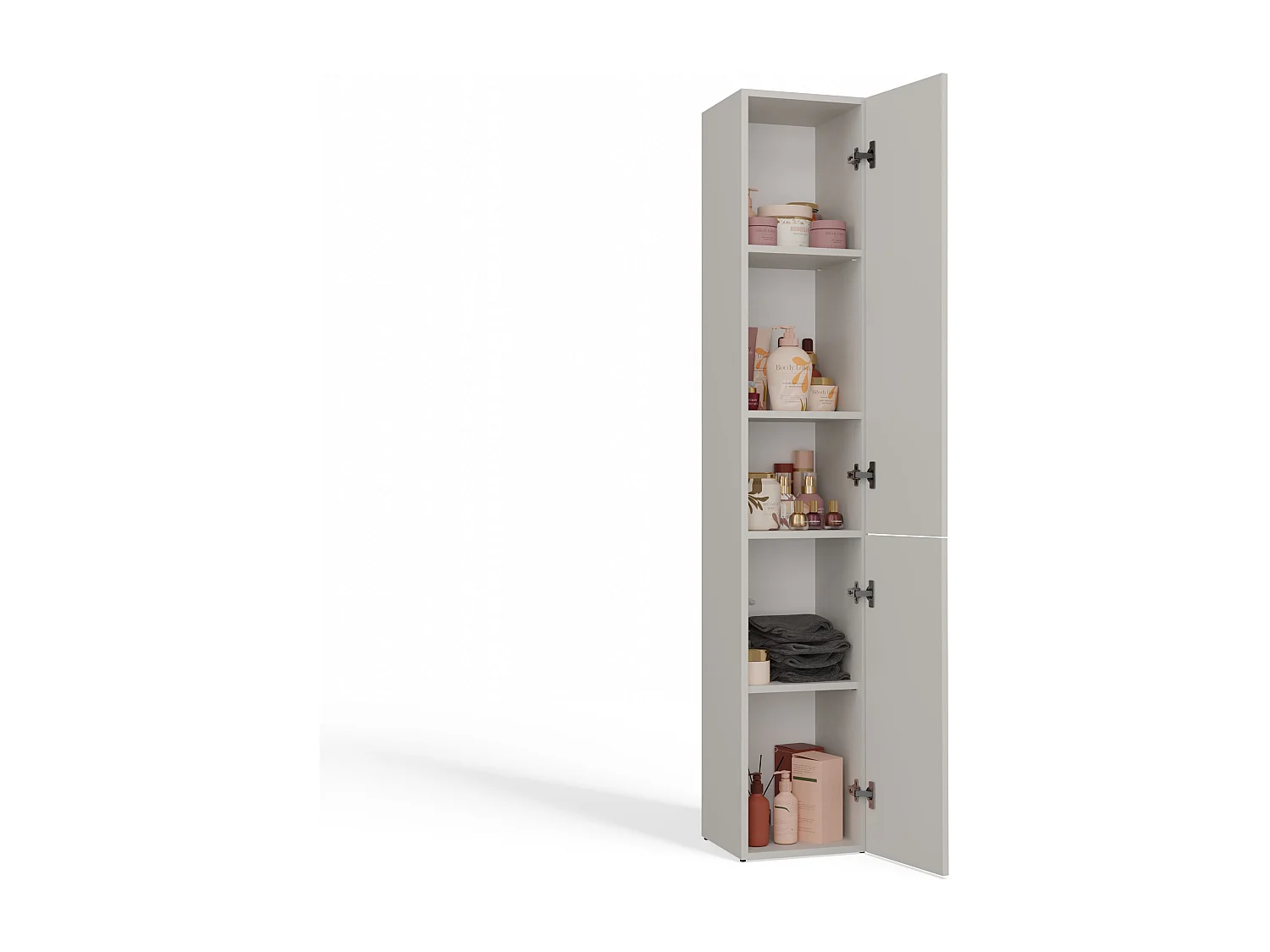 KOMMA - Meuble salle de bain 2 portes beige - 31x30x174 cm - Colonne rangement SDB