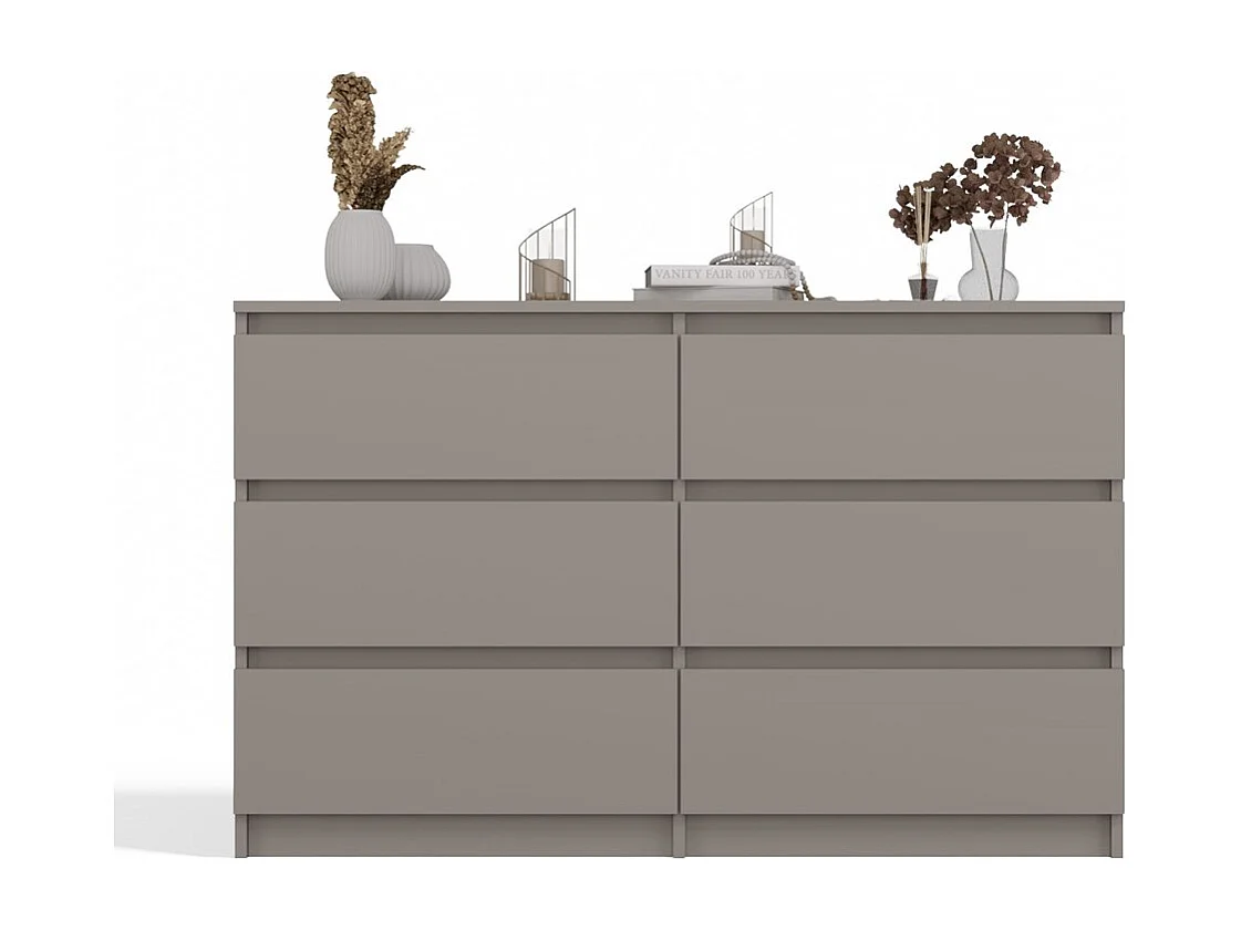 MILANO - Ampia cassettiera da camera 6 cassetti - 30x120x77cm - Stile scandinavo - Mobile contenitore