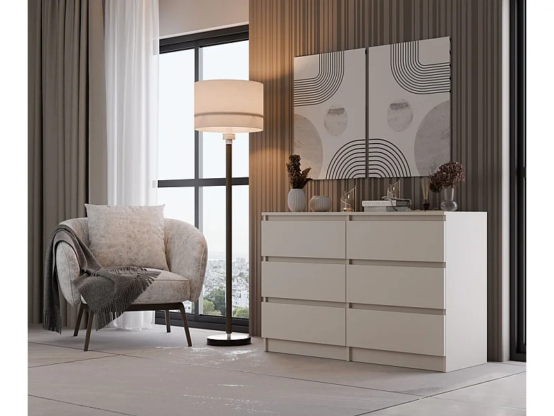 Komoda Malwa M6/120 |  Kaszmir | 120x30x75 cm | Nowoczesna 6 Szuflad