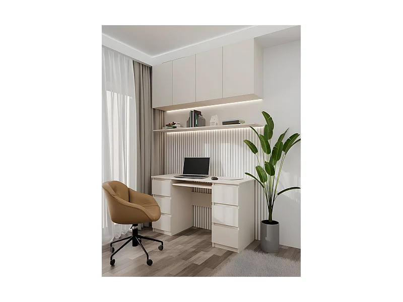 CDF Schreibtisch Kuba | Farbe: Beige | Ideal für Büro, Arbeitszimmer, Kinder- und Jugendzimmer | Funktionaler Schreibtisch für Computer, Laptop | Einfache Montage