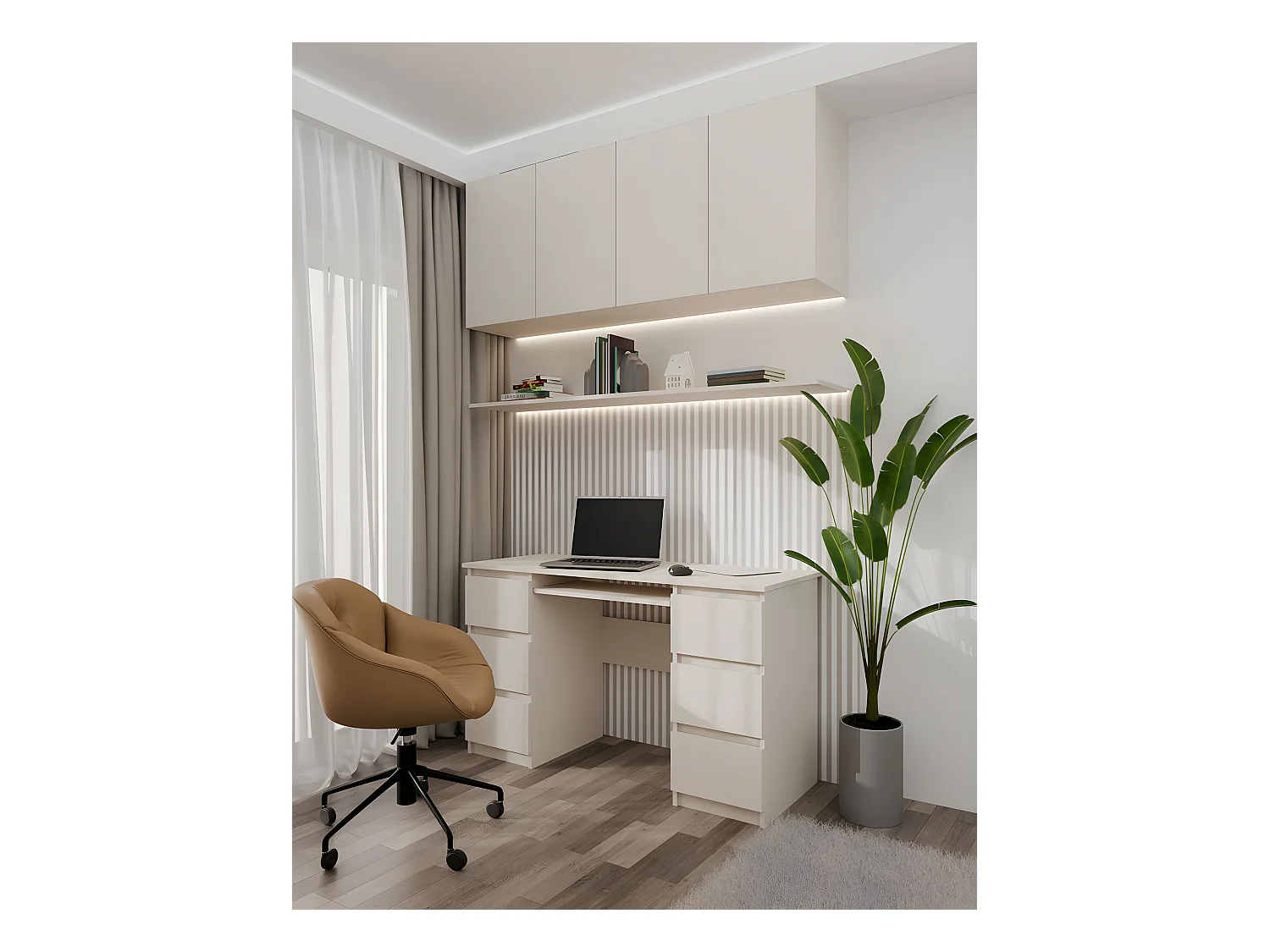 CDF Schreibtisch Kuba | Farbe: Beige | Ideal für Büro, Arbeitszimmer, Kinder- und Jugendzimmer | Funktionaler Schreibtisch für Computer, Laptop | Einfache Montage