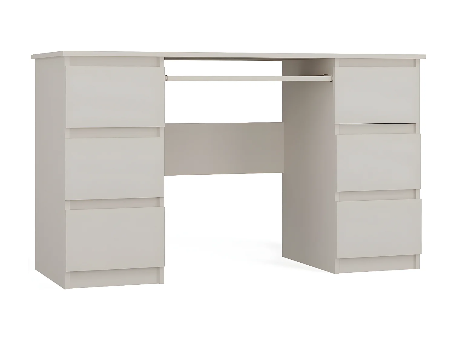 BARI - Mesa de ordenador - 6 Cajones + Soporte deslizante para teclado - Muebles de oficina - beige