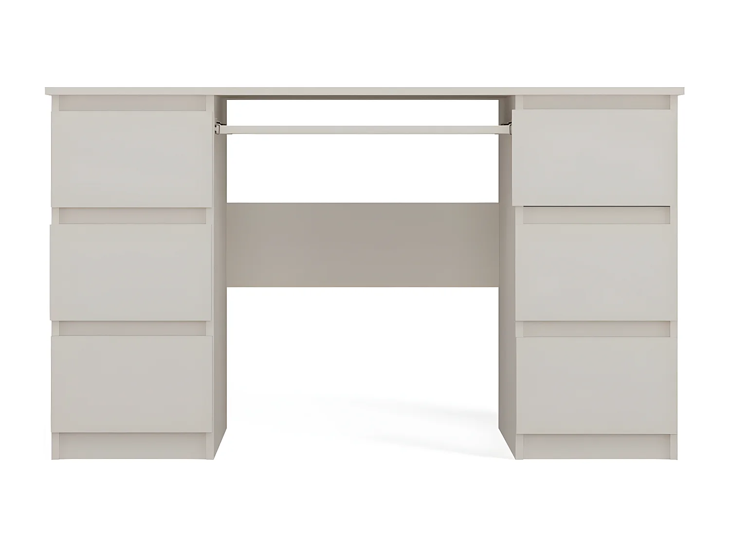 BARI - Mesa de ordenador - 6 Cajones + Soporte deslizante para teclado - Muebles de oficina - beige