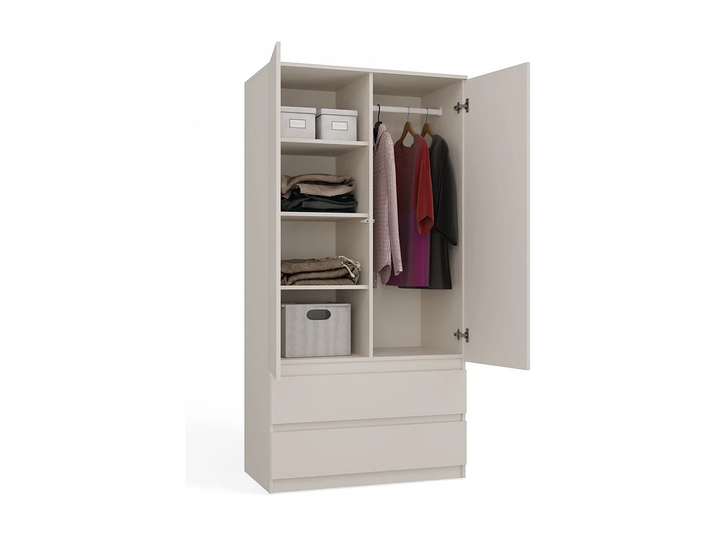 TURIN - Schrank 2 Türen mit Spiegel modernen Stil Schlafzimmer - 90x50x180 - 2 Schubladen