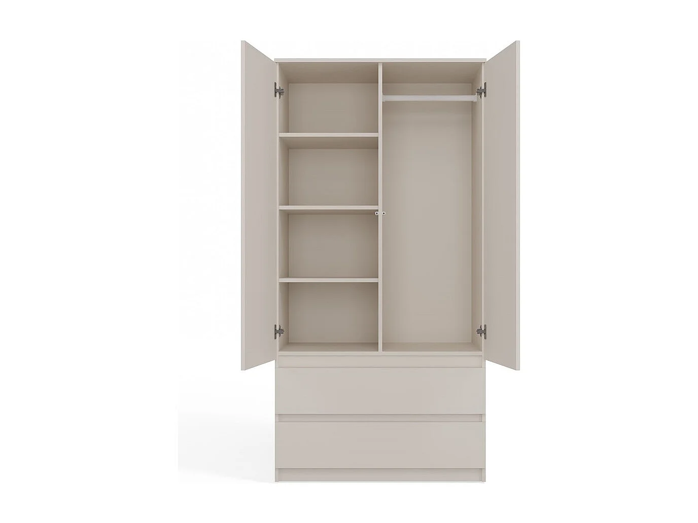 TURIN - Armario de dormitorio de estilo moderno - Armario multifunción - 2 puertas + 2 cajones - Vestidor