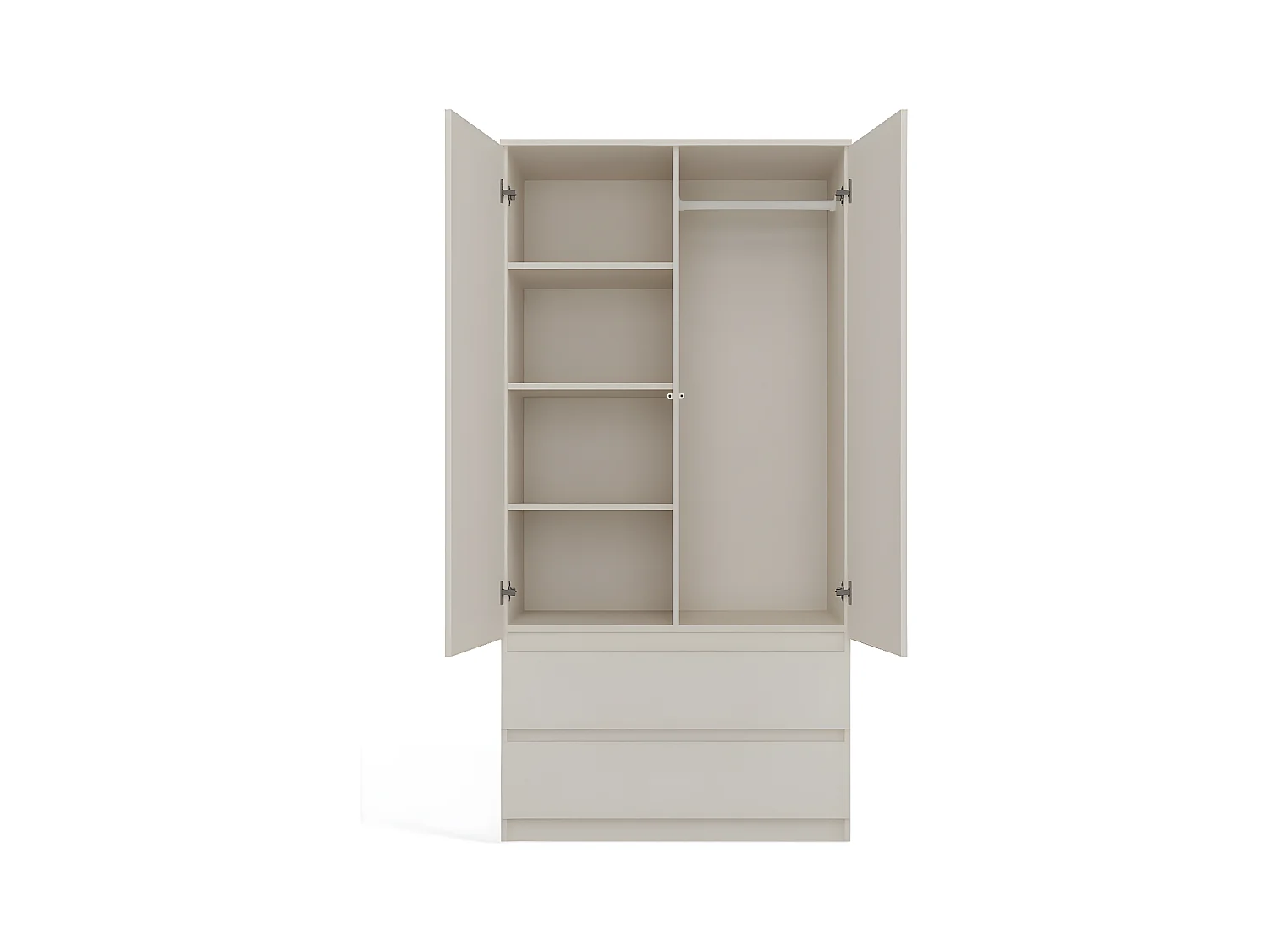 TORINO - Armadio in stile moderno per camera da letto soggiorno - Armadio multifunzionale - 2 ante + cassetti - Spogliatoio - Sistema TIP-ON