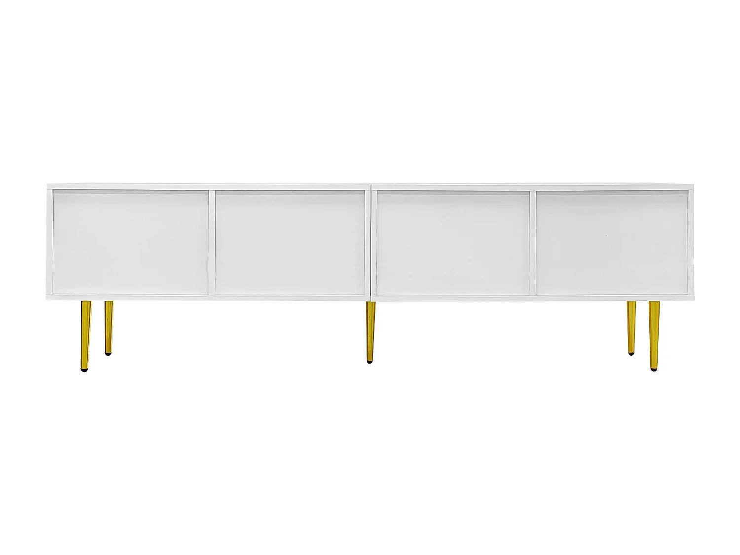 Mueble TV moderno 170 cm - 4 cajones y 4 compartimentos - Blanco y Dorado