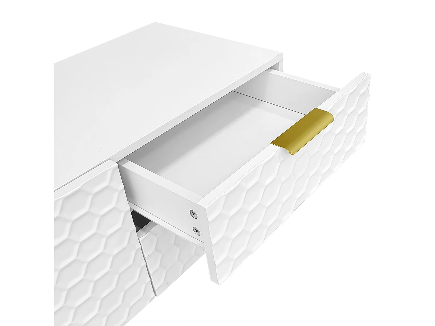 Modern TV-meubel 170cm - 4 lades en 4 vakken - Wit & Goud