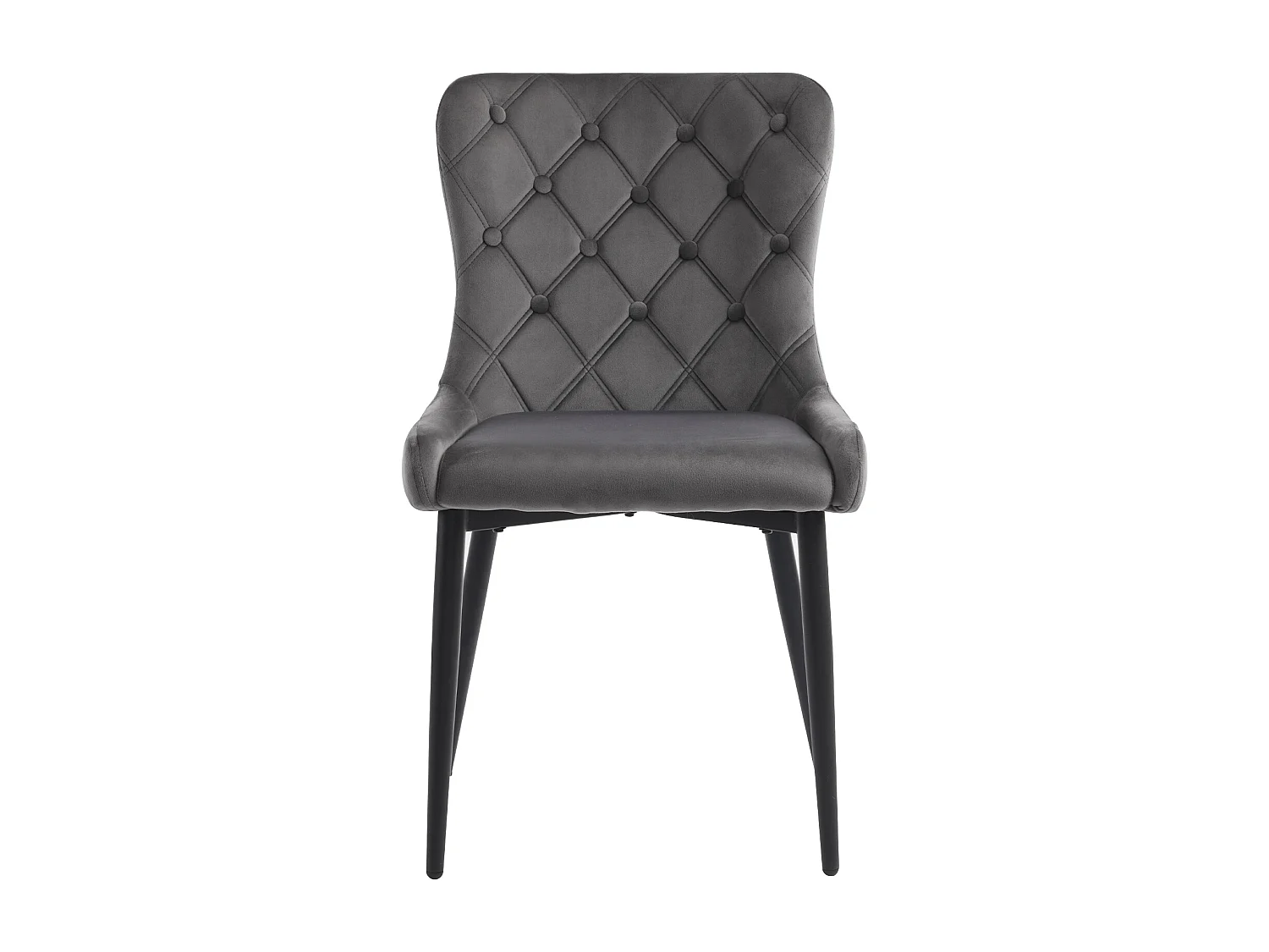 Set di 4 sedie in velluto con gambe in ferro nero - Grigio