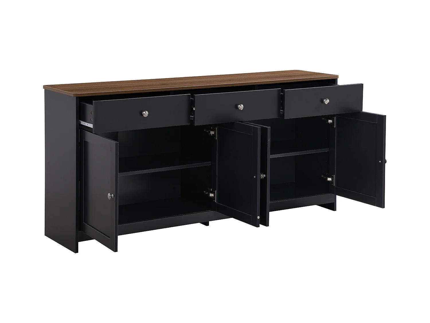Dressoir voor woonkamer - 4 deuren en 3 laden - spaanplaat - Zwartgrijs