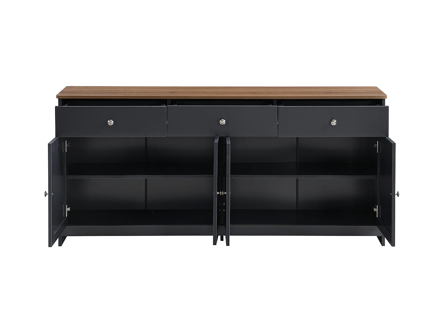 Dressoir voor woonkamer - 4 deuren en 3 laden - spaanplaat - Zwartgrijs