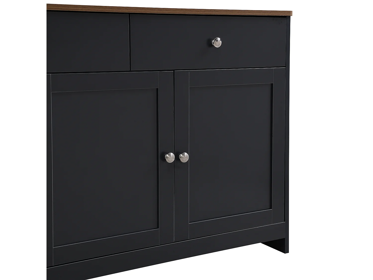 Buffet pour salon - 4 portes et 3 tiroirs - panneaux de particules - Gris noir