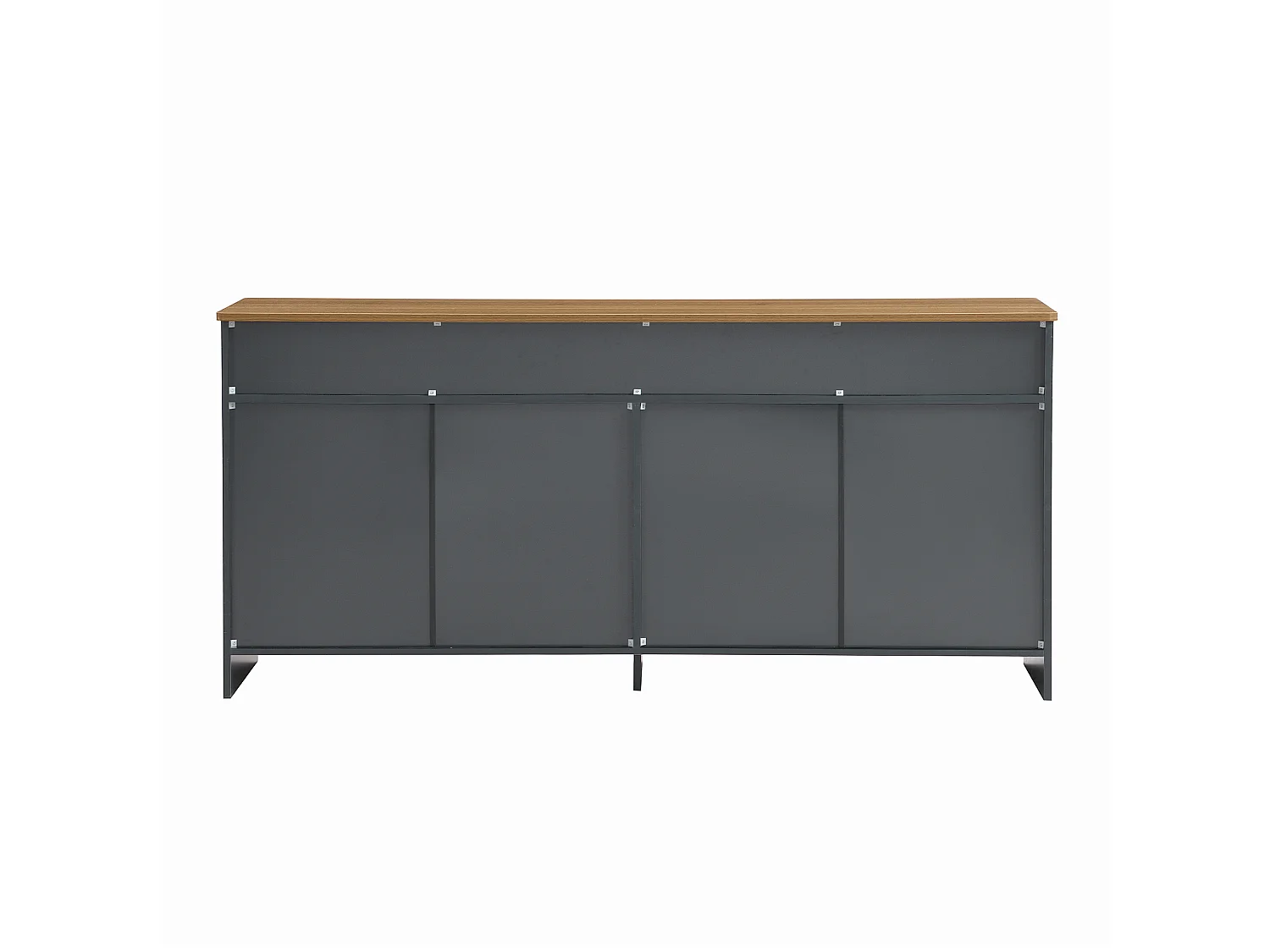 Buffet pour salon - 4 portes et 3 tiroirs - panneaux de particules - Gris noir