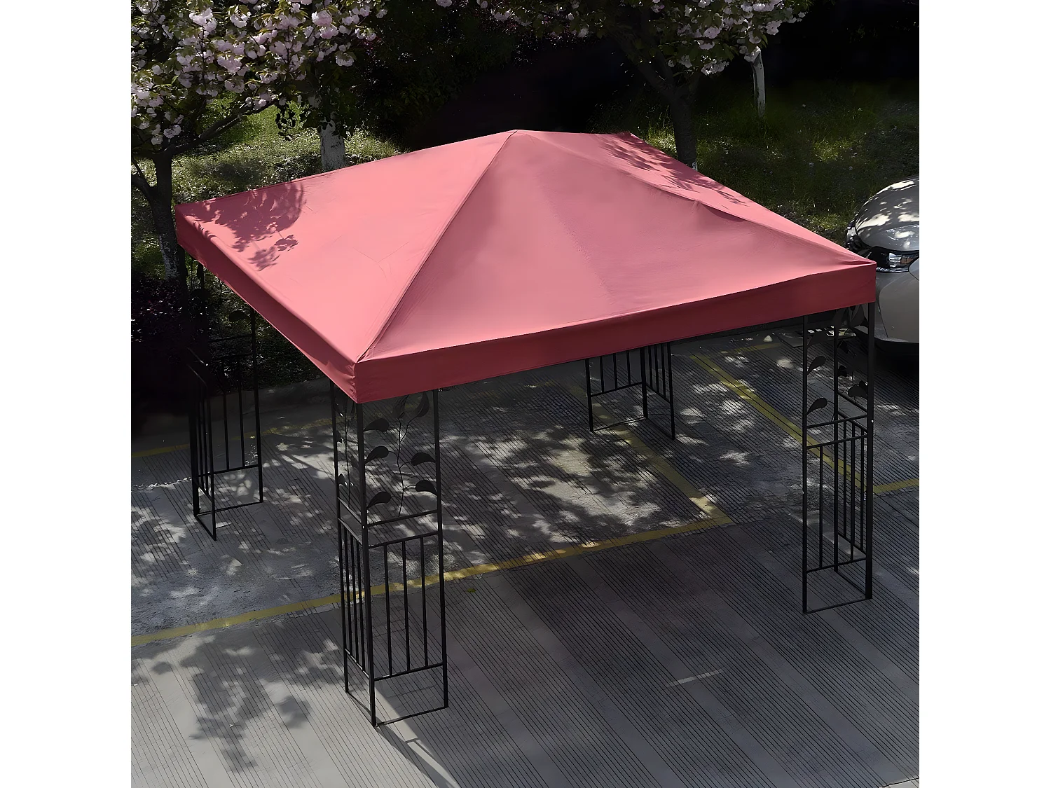 Toile de Rechange pour Pavillon Toile de Toit pour Tente Canopée pour Tonnelles 300 x 300 cm Vin Rouge