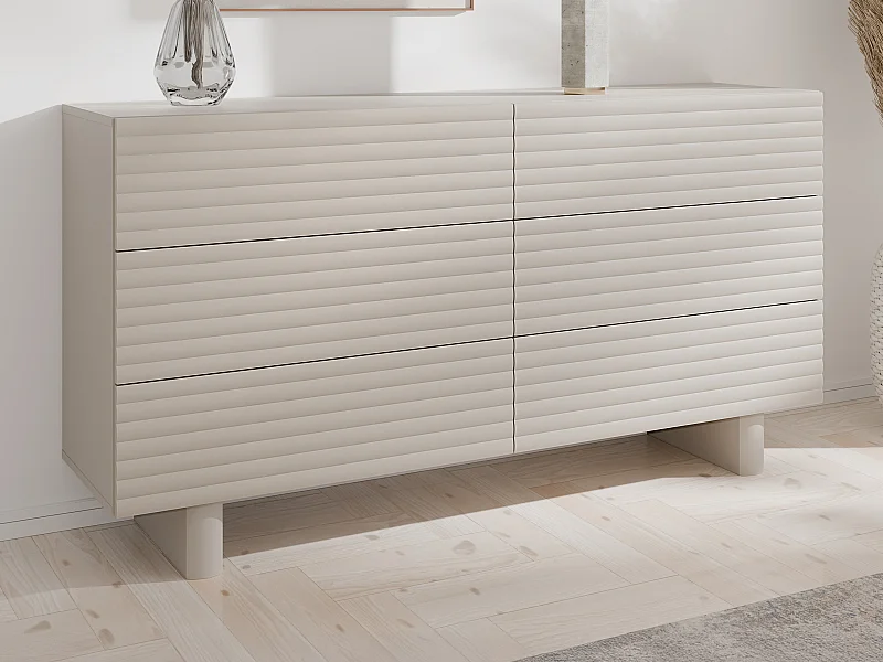 Commode 6 tiroirs - MDF - Beige - LUDIMA