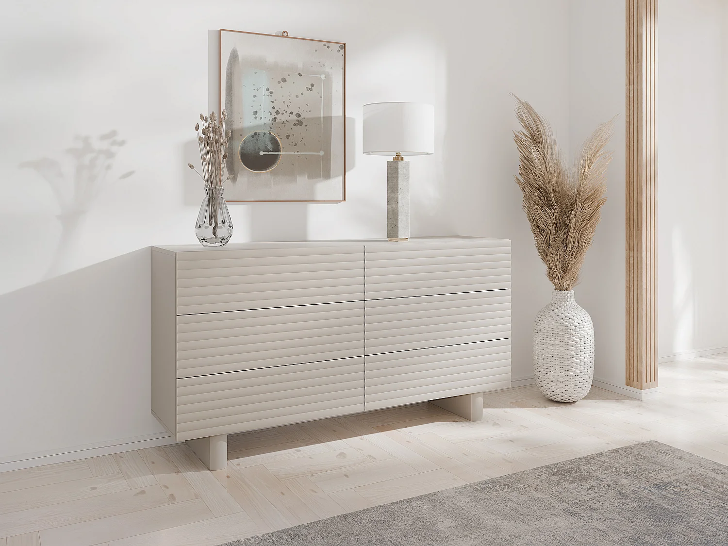 Commode 6 tiroirs - MDF - Beige - LUDIMA