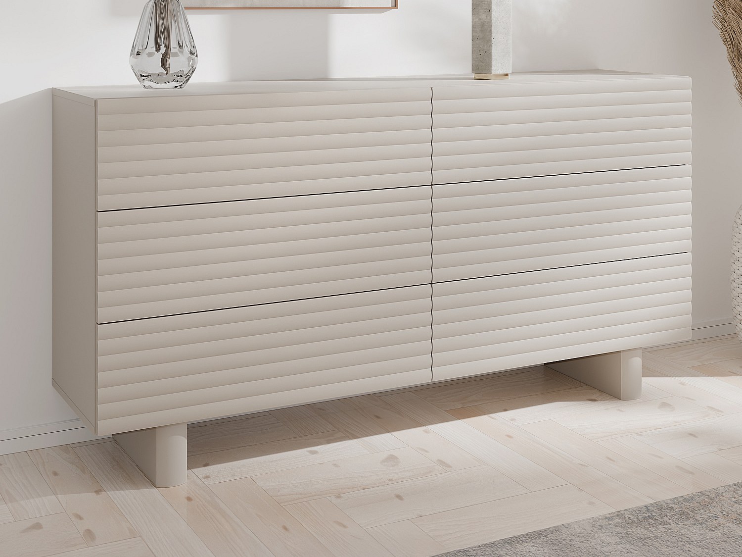 Kommode med 6 skuffer - MDF - Beige - LUDIMA
