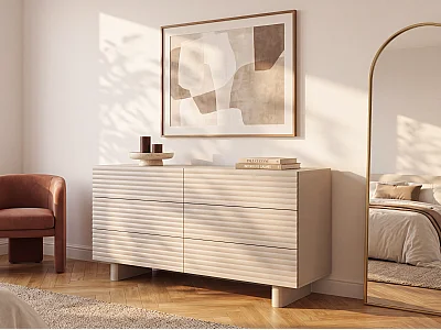 Commode 6 tiroirs - MDF - Beige - LUDIMA