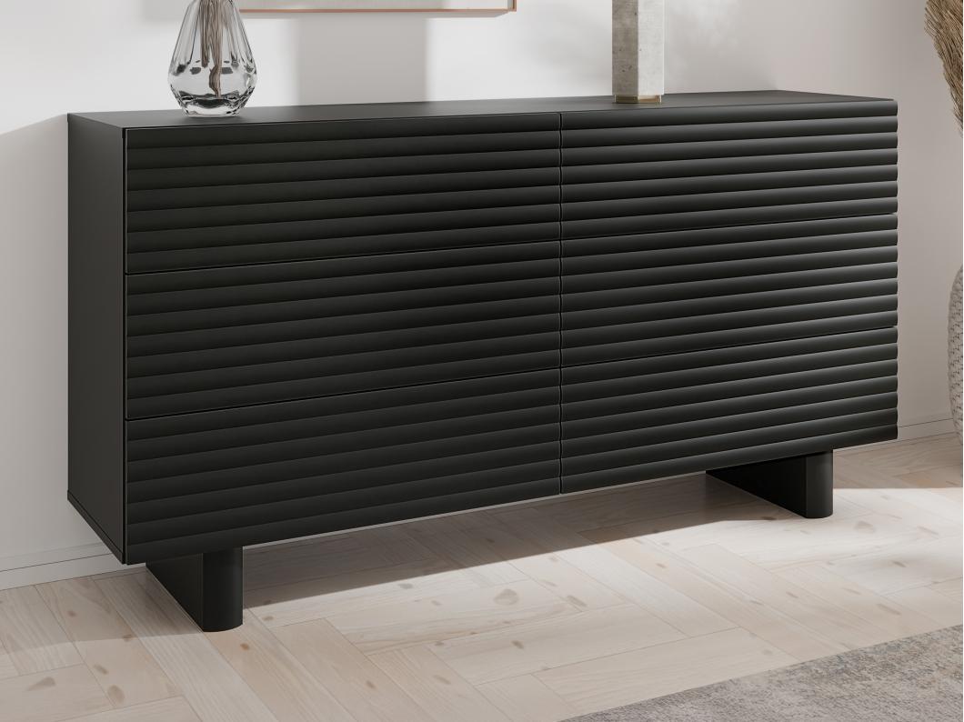 Commode 6 tiroirs - MDF - Noir - LUDIMA