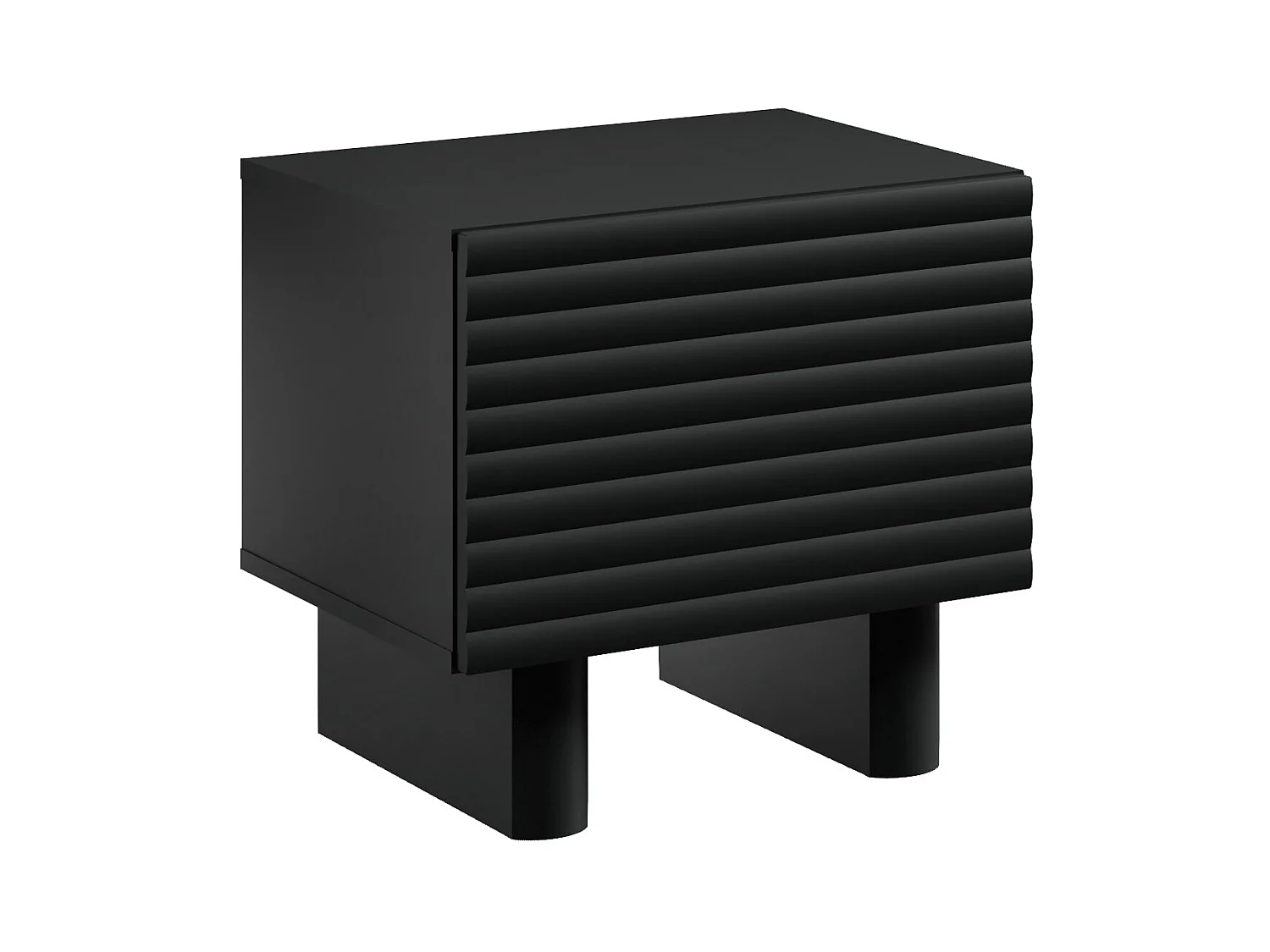 Table de chevet 1 porte - MDF - Noir - LUDIMA
