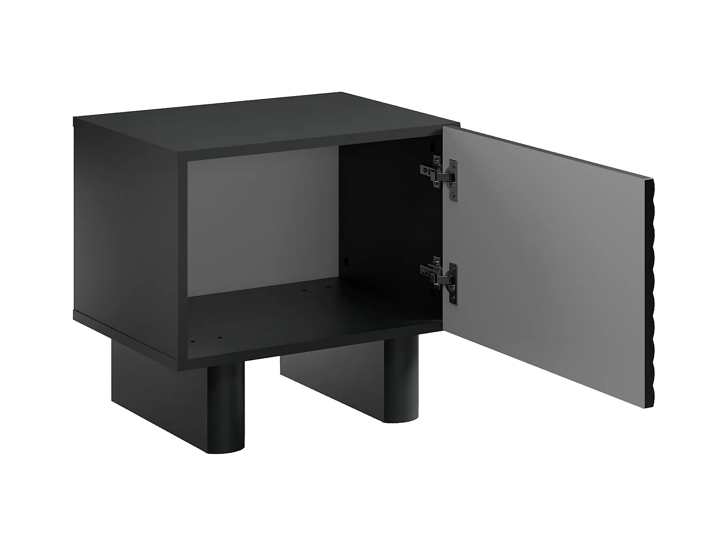 Table de chevet 1 porte - MDF - Noir - LUDIMA