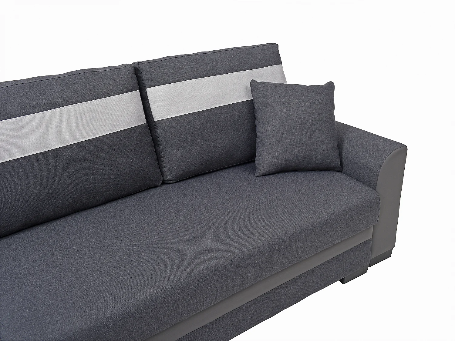 Ecksofa mit Schlaffunktion - Ecke wechselbar - Stoff & Kunstleder - Anthrazit - GIANY II