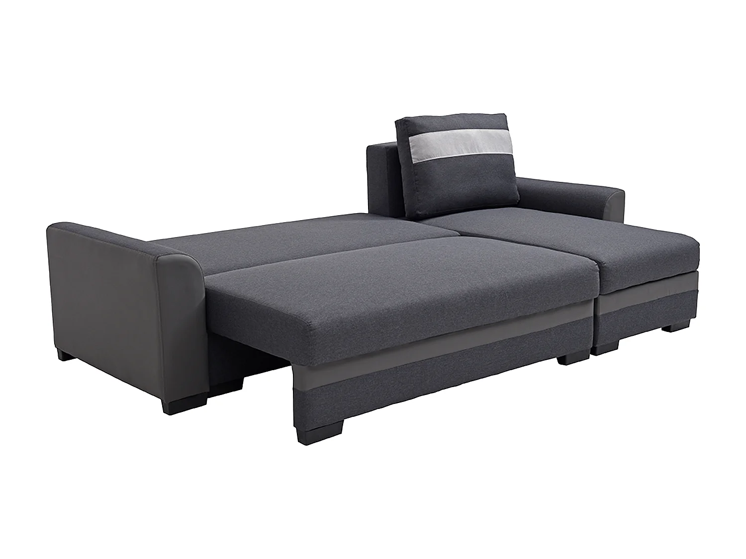 Ecksofa mit Schlaffunktion - Ecke wechselbar - Stoff & Kunstleder - Anthrazit - GIANY II