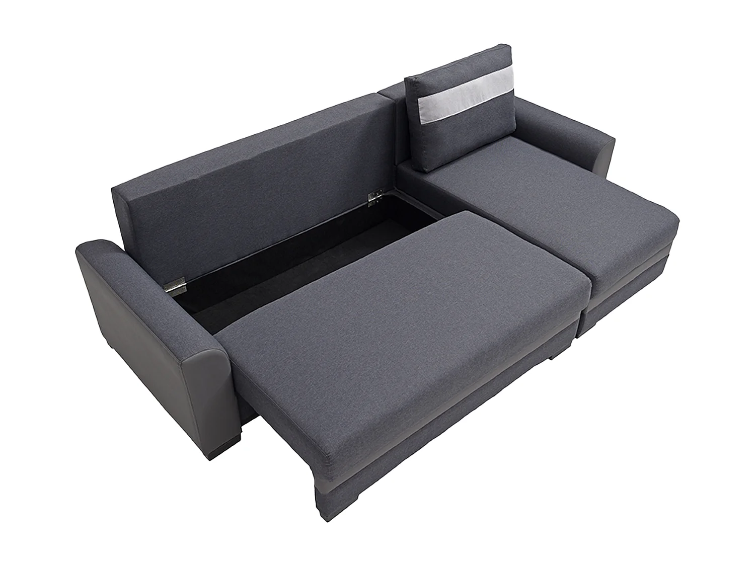 Ecksofa mit Schlaffunktion - Ecke wechselbar - Stoff & Kunstleder - Anthrazit - GIANY II