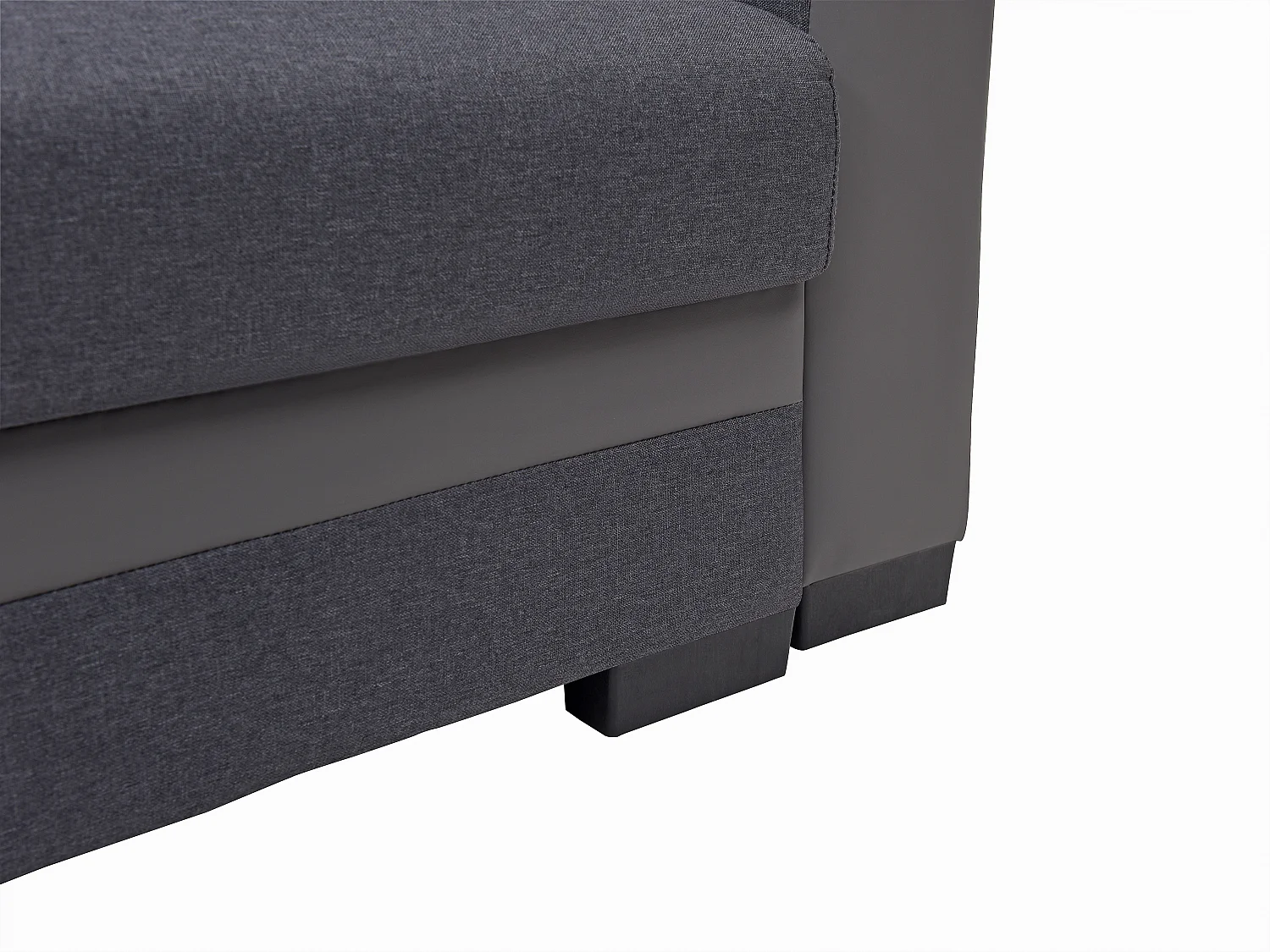 Ecksofa mit Schlaffunktion - Ecke wechselbar - Stoff & Kunstleder - Anthrazit - GIANY II