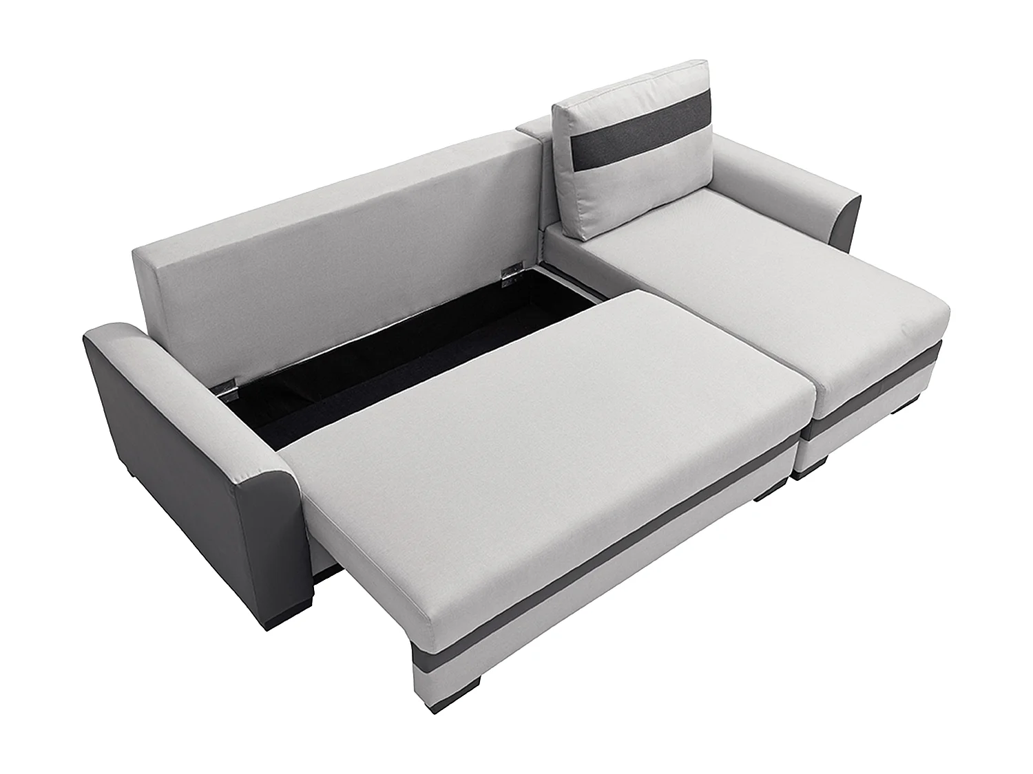 Canapé d'angle réversible et convertible en tissu et simili gris clair GIANY II